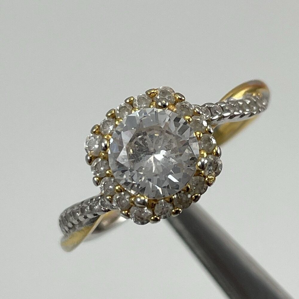 925 Sterling Silver Round Cut Cubic Zirconia Halo Ring Bridal Elegant Sz 8